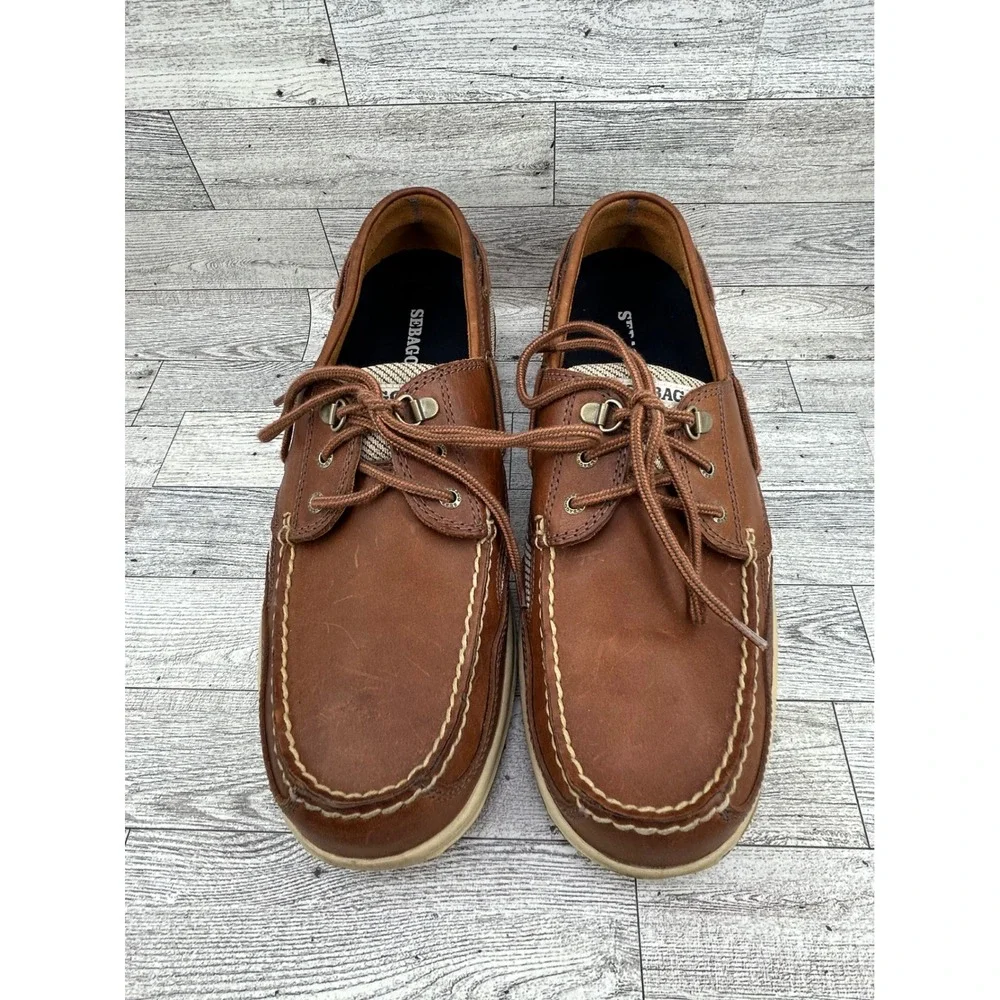 Sebago Clovehitch II Amber Gold Leather Boat Shoes Men Sz 13W Wide Deck Shoe